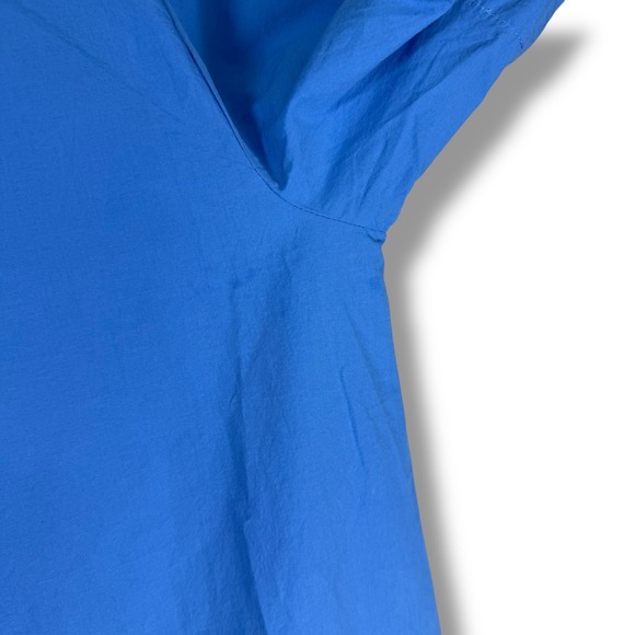 Eileen Fisher Blue Organic Cotton Collared Midi Shirt Dress L/G - Picture 8 of 9
